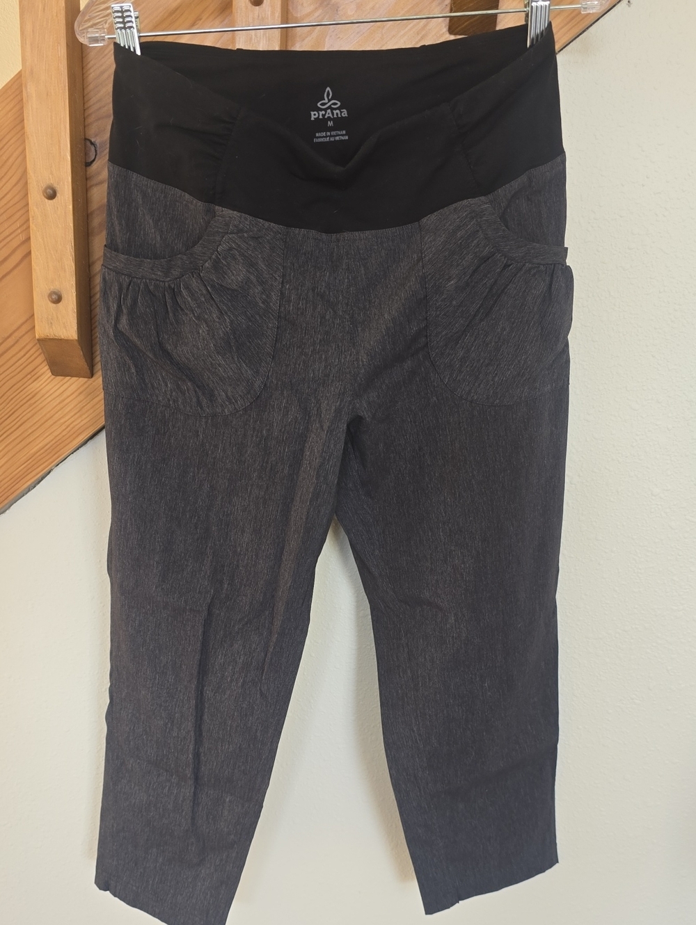 Prana Charcoal Capri with Black Stretch Waistband